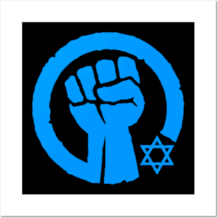 I stand with Israel - Solidarity Fist (bright blue on black) Posters and Art